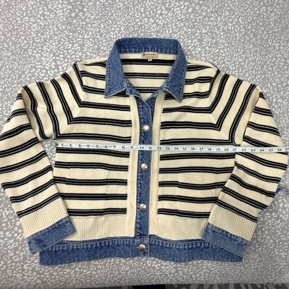 Democracy Striped Mixed Media Jacket - Size XL - Picture 8 of 10